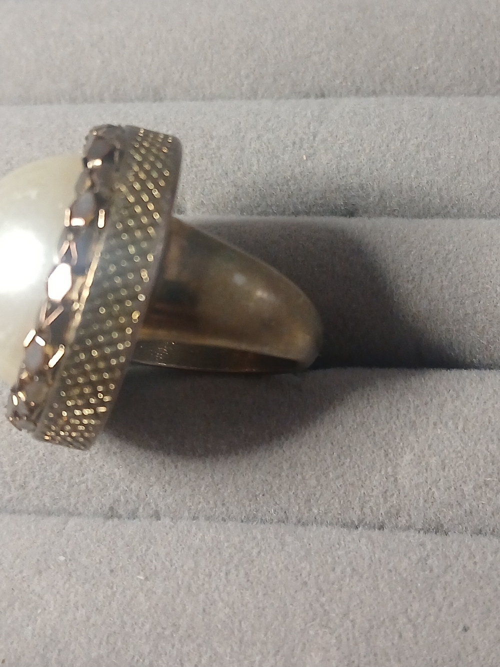 Gold-Tone Pearl Dome Ring - Women Jewelry - Picture 2 of 3